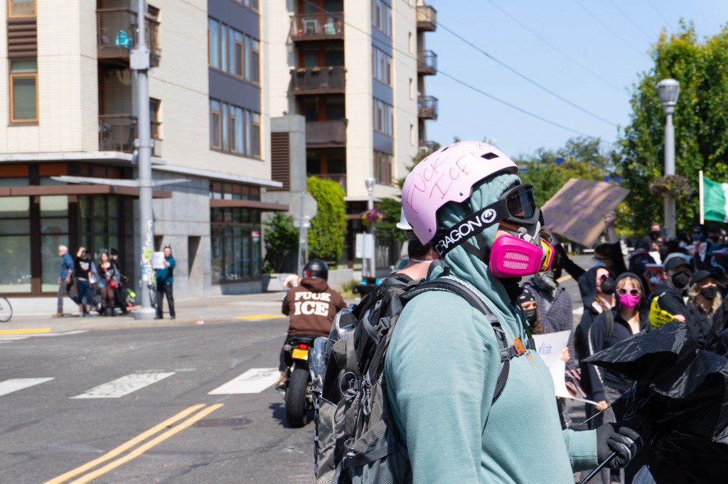 Protesters out front of I.C.E. 