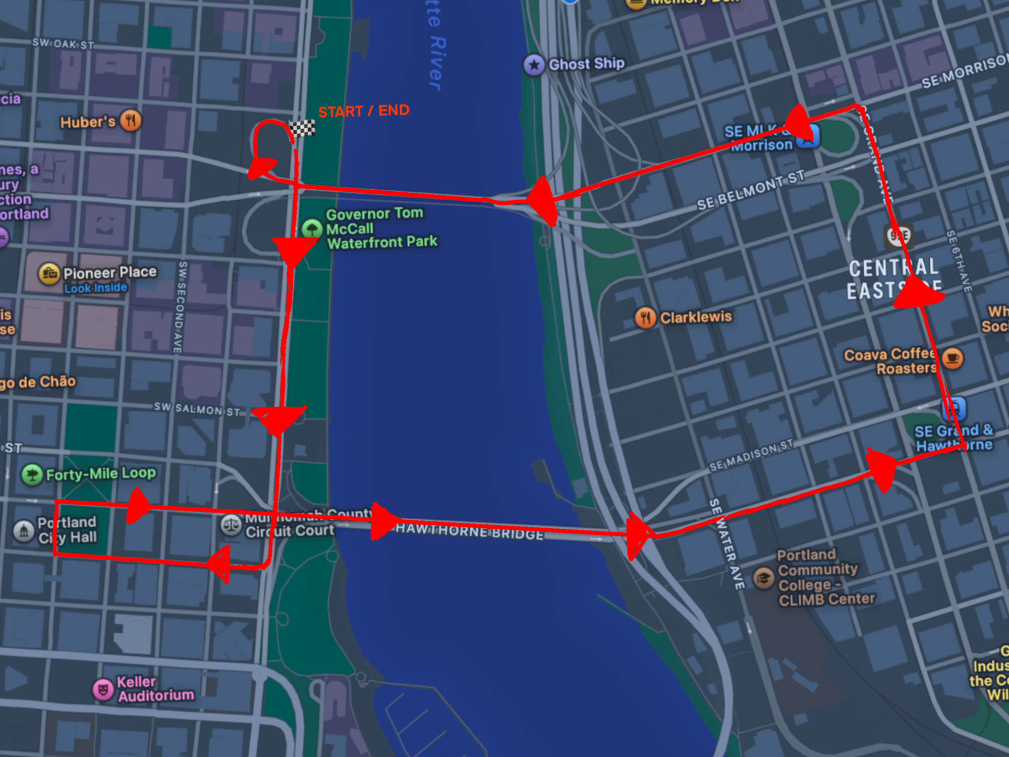 Rough drawing of route the No Kings Protest took.